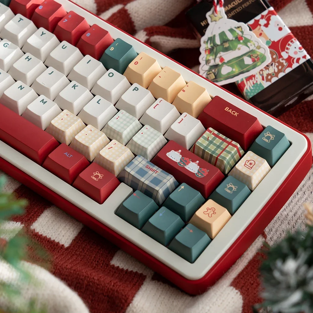 Retro Christmas Keycaps Simple Classic Color Red And Green Mechanical Keyboard Pbt Sublimation Keycaps 143Keys