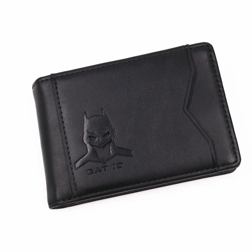 Imagen 2 del producto Cartera de cuero con diseño de murciélago para hombre, tarjetero plegable delgado con recorte, máscara para ojos y cara de superhéroe, regalo para marido y adolescentes