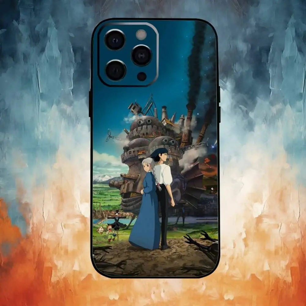 حافظة هاتف لطيفة على شكل حرف C متحركة من H-Howls لهاتف iPhone17,16,15,14,13,12,11 Plus، Pro Max غطاء أسود ناعم #2