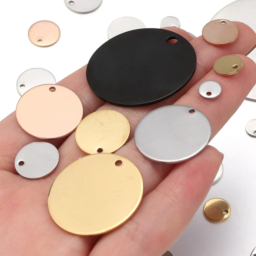 

10/20Pcs Round Stainless Steel Gold Blank Disc Charms Pendant Tags For Logo Hanging Dog Tag Jewelry Finding Accessories Wholesal
