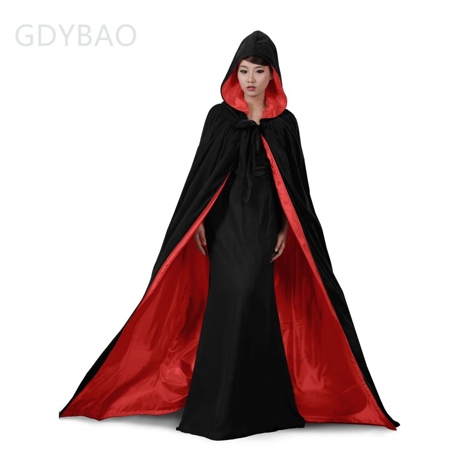 Cloak Hooded Women Men Fancy Cloak Velvet Hooded Adult Witch Long Purple Green Red Black Halloween