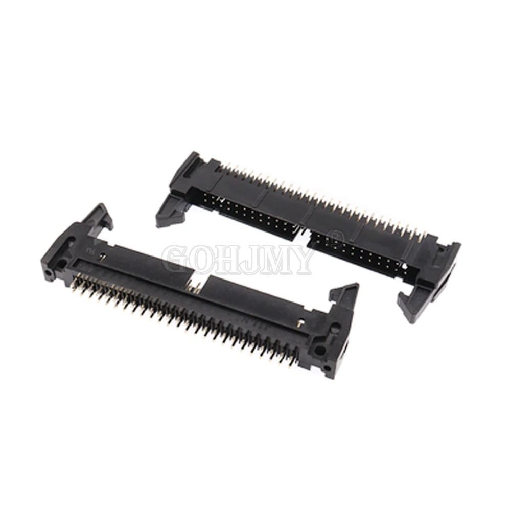 5PCS 2.54mm Pitch DC2 10/14/16/20/26/30/34/40/50 Pin Right angle Hook Horn Socket Connector For Flat Ribbon Cable IDC Socket New