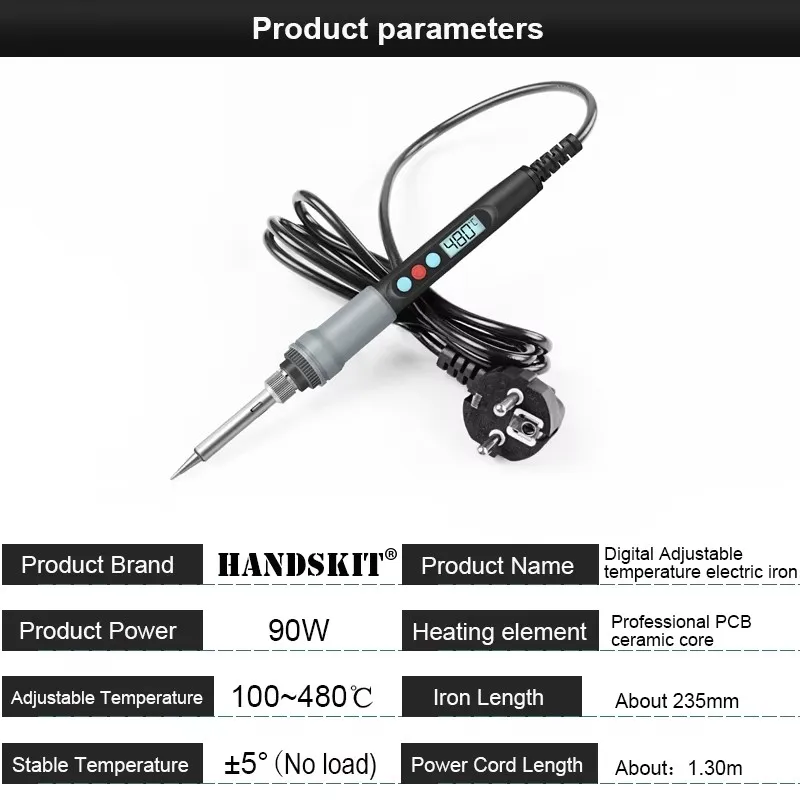 90W Electronic Soldering Iron With Auto Sleep 15s Fast Heating Digital Adjustment Temp Home SMD Repair Rework Welding Tools