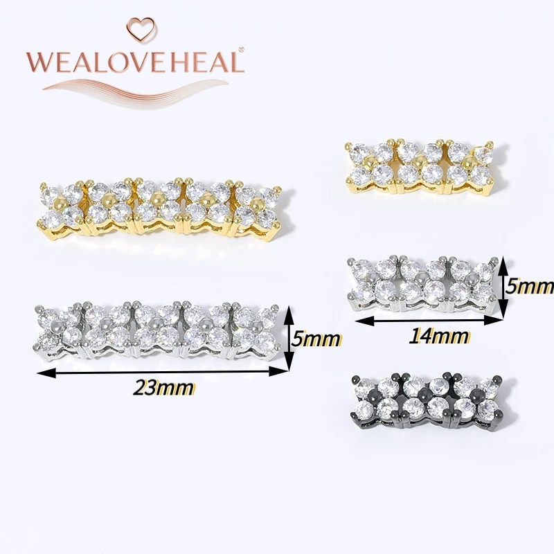 18K vergoldete Messing-Mikropavé-Zirkon-Mehrreihen-Abstandshalter für Perlenketten, Armbänder, DIY-Schmuckherstellungszubehör – Detail 16