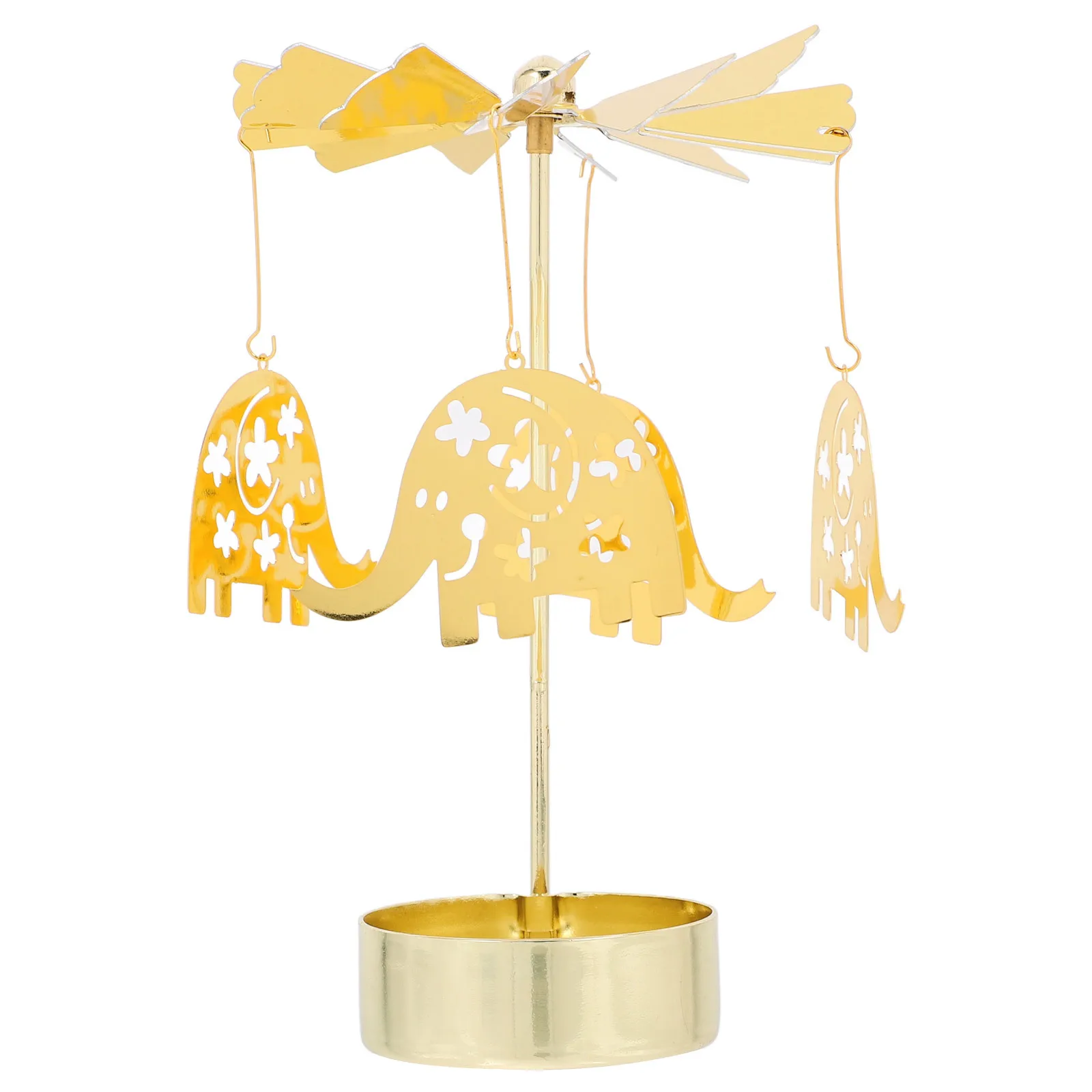 

Rotating Holder Metal Carousel Design Elegant Tea Light Stand for Living Room Bedroom Mantel Decoration