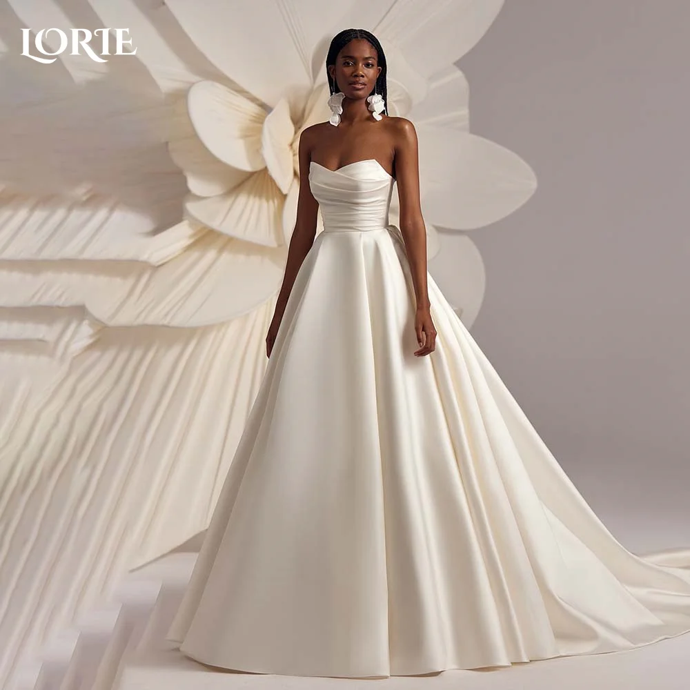 

LORIE Elegant Wedding Dresses Satin Strapless Bride Gowns Simple Beach Bride Party Dresses Bridal Dresses vestidos de novia