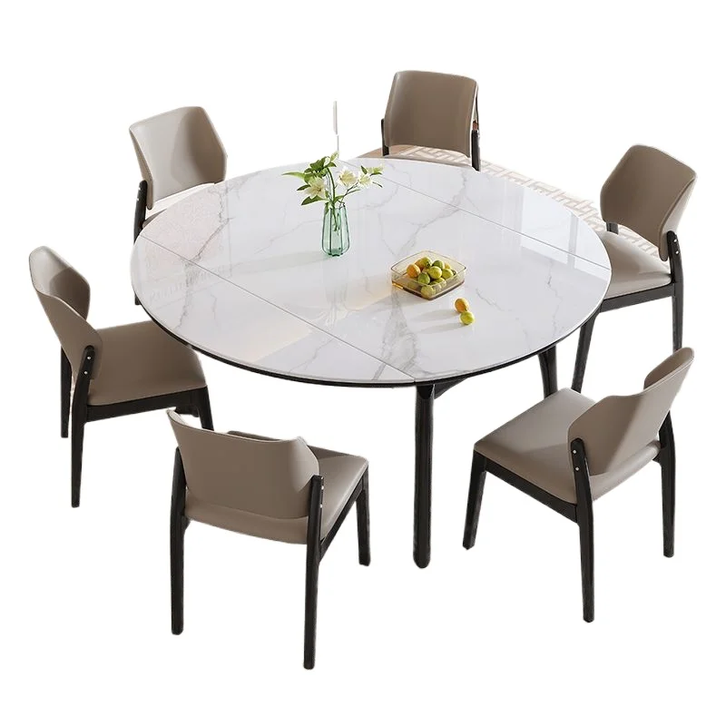 

Small household modern simple telescopic folding square and round dual-purpose dining table and chair combination