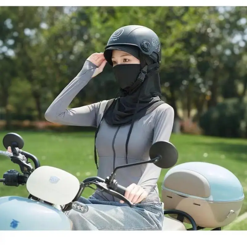 Eisseiden-UV-Schutz-Gesichtsmaske mit breiter Krempe, atmungsaktiv, für Radfahren, Wandern, Strand und Reisen – Detail 7