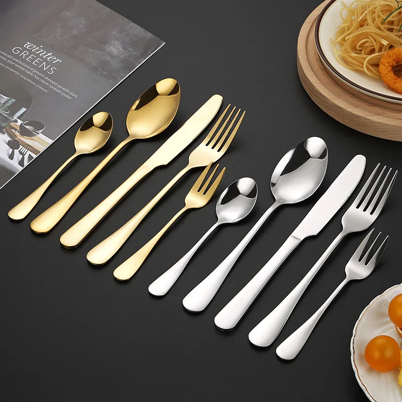 6/30pcs Silver stainless steel steak knife, fork and spoon dessert fork and spoon tableware set suitable for tableware hotel