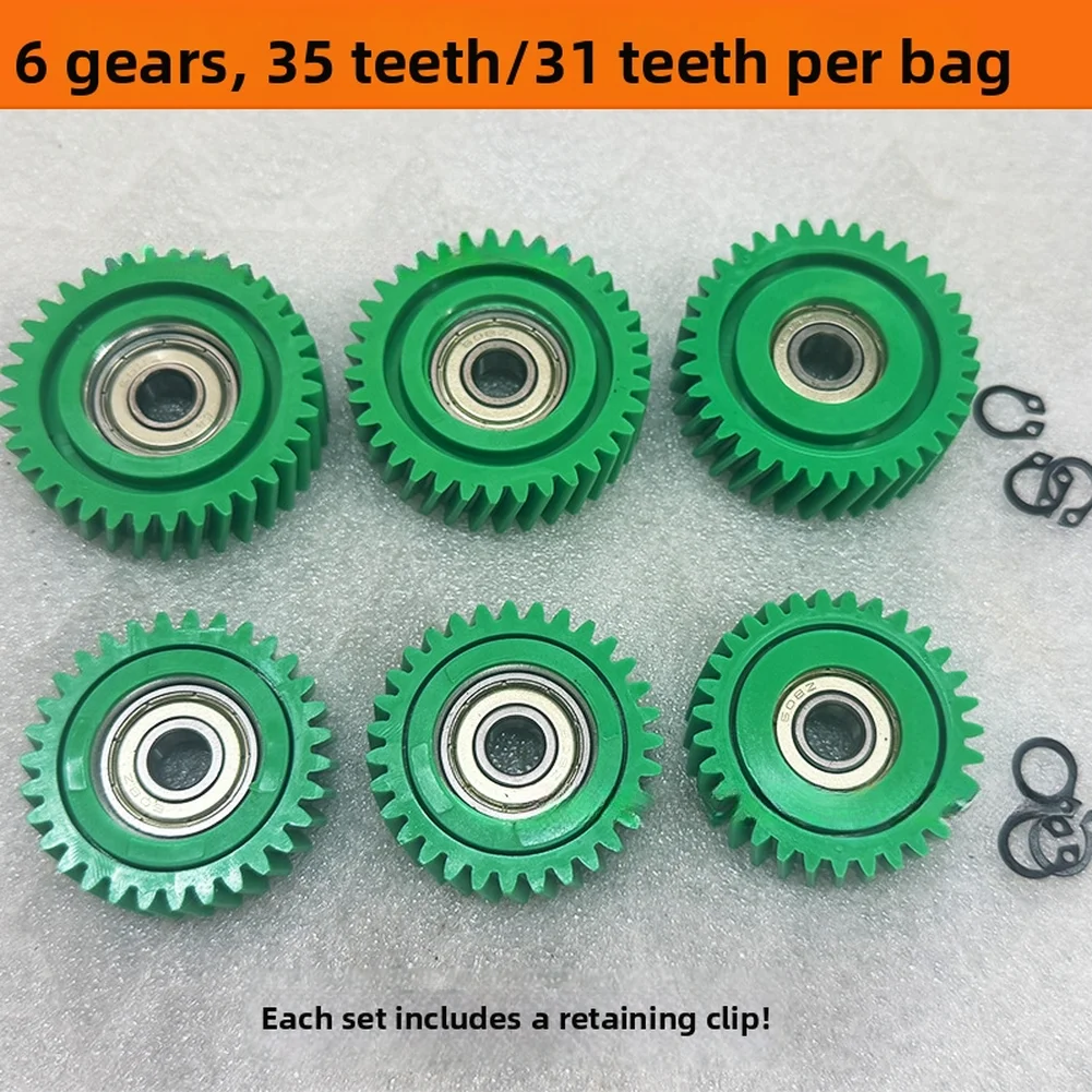 6pcs/pack Bicycle Nylon Gears Oblique Planetary Gear 35-tooth/31-tooth Gears For Electric Bike Scooter Cycling Parts Green Acces