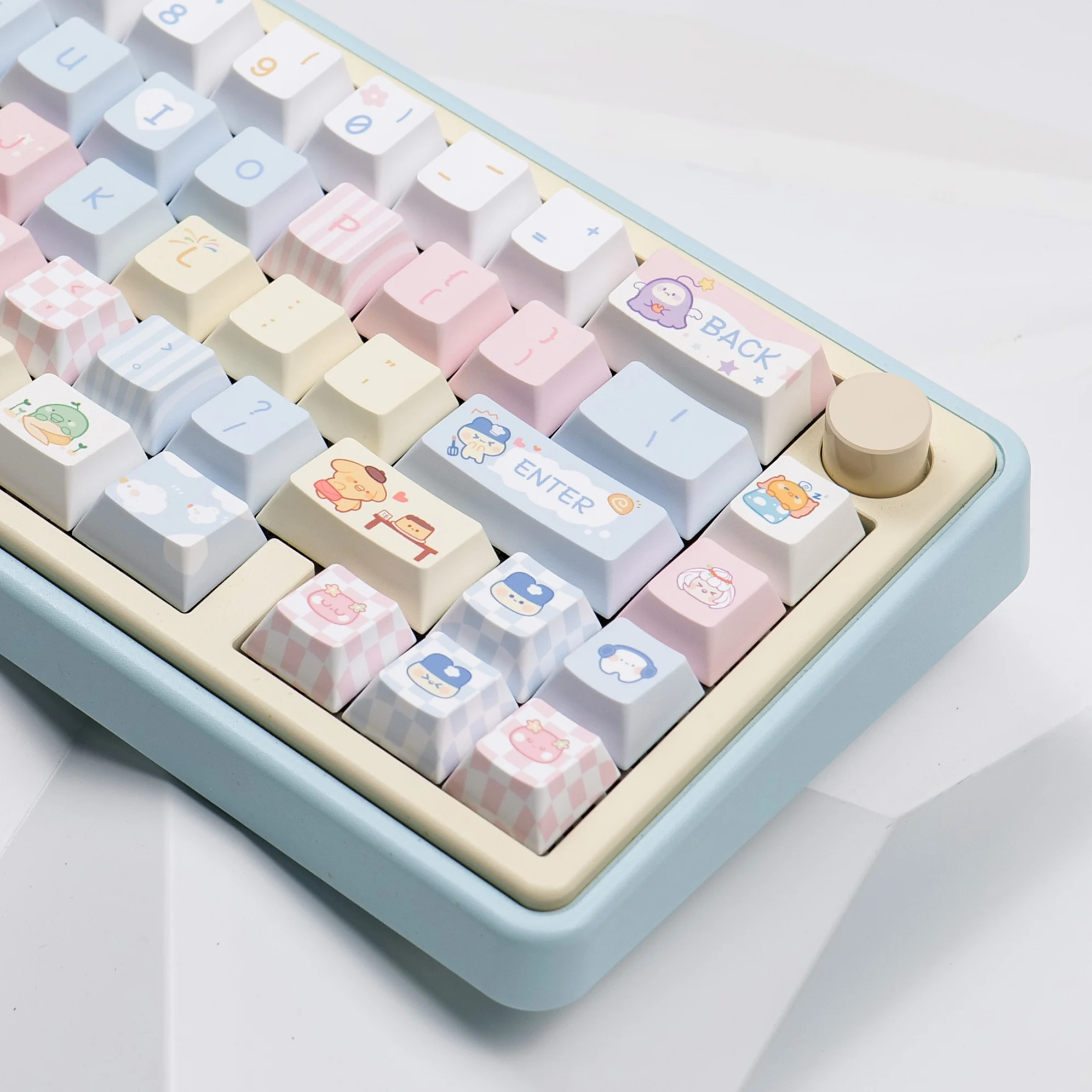 141 Keycaps Summer Party Keycaps Original Height Girl Cute Electronic Pet Tamagotchi Key Cap PBT Five-sided Sublimation Keycaps