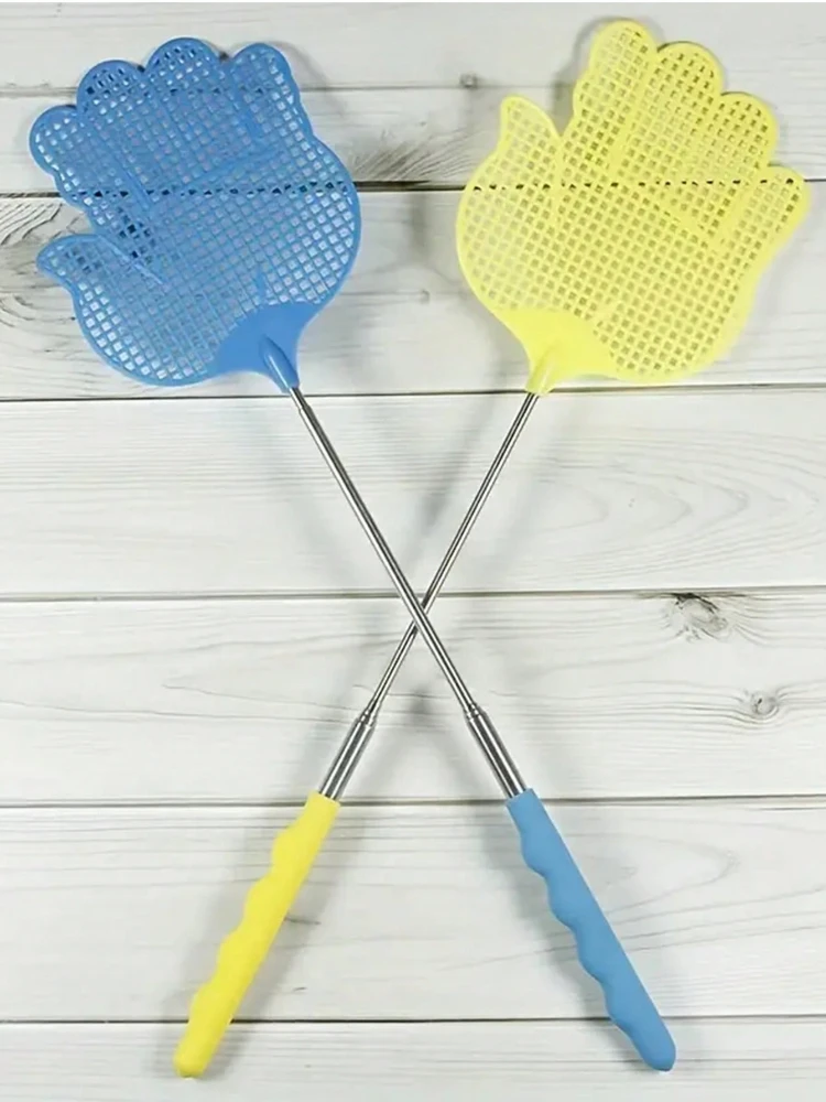 1pc Creative Palm Fly Swatter - Retractable Plastic Fly Swatter with Stainless Steel Non-slip Handle & Mosquito Killer