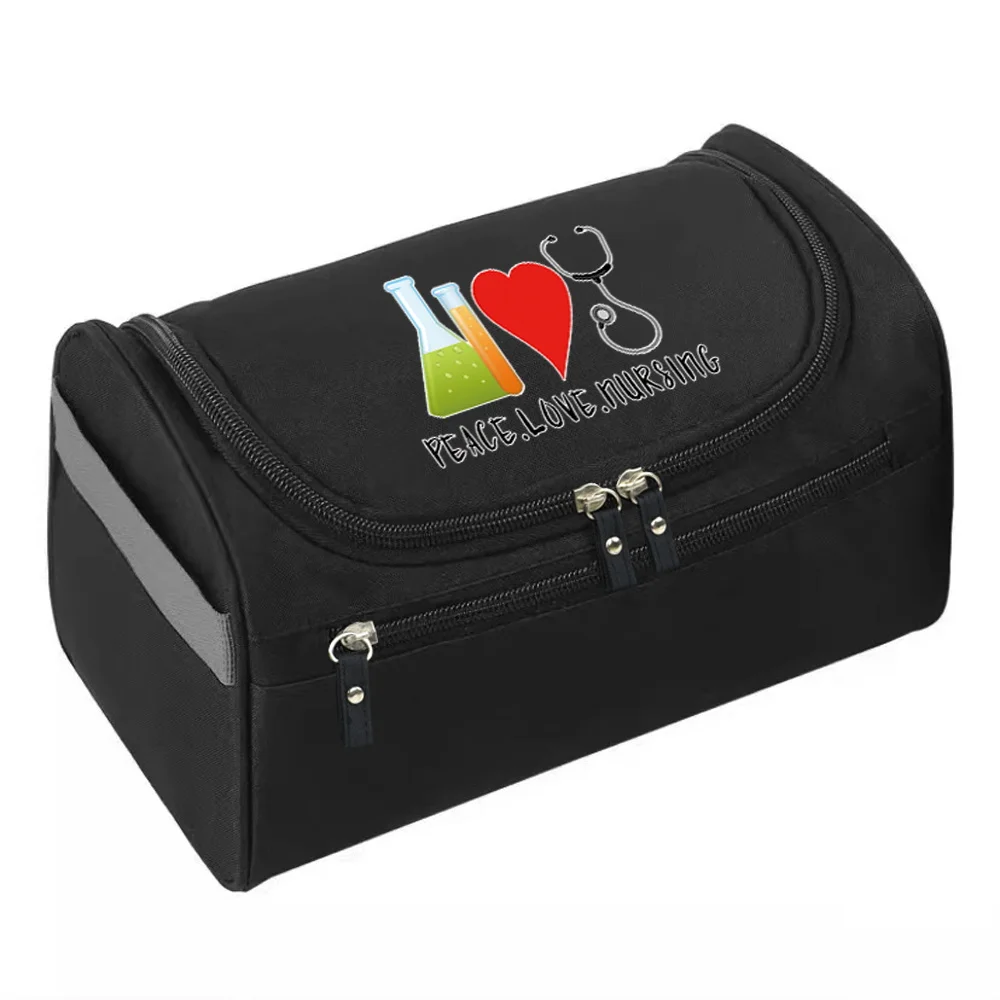 Men Makeup Bag Functional Hanging Travel Toiletries Organizer Storage Pouch Make Up Case Nurse Pattern Beauty Cosmetic Bag