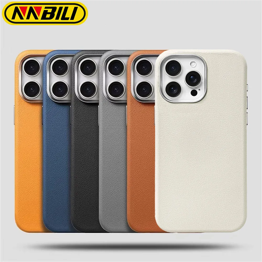 NNBILI Highend Business Retro Leather Magnetic For iPhone 16 15 14 13 12 11Pro Max For Magsafe Wireless Charge Shockproof Cover