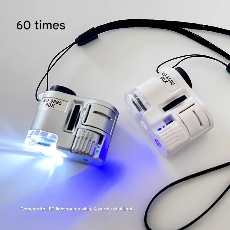 Lupa powiększająca 60x do oceny i fotografowania antyków, biżuterii i jadeitu; mini i przenośna z regulowanym oświetleniem