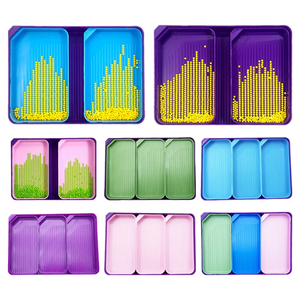 4 Set Diamond Painting Tray Large Capacity Diamond Painting Pen Glue Clay Bead Plate Rhinestone Tray Kit Diamond Art Accessories