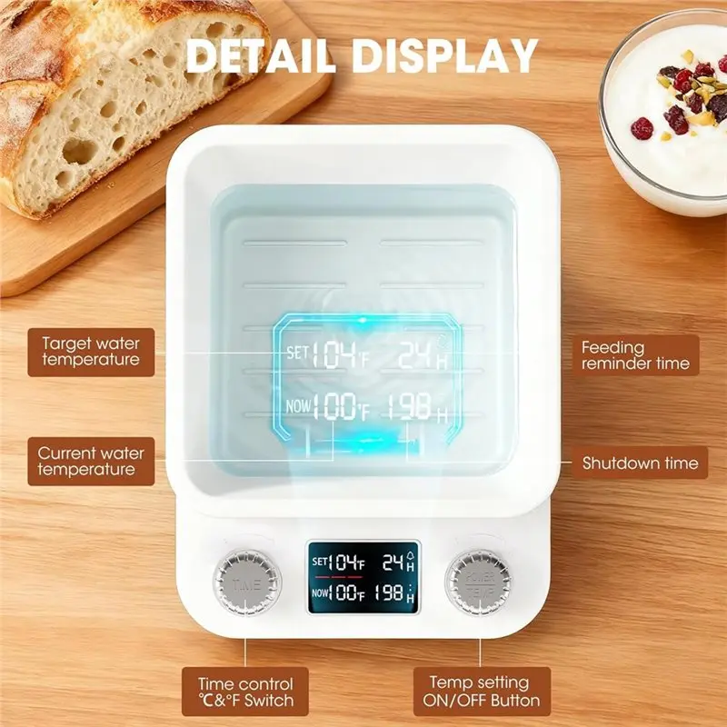 Sourdough Warmer For Jars Under 50 Oz- Water Bath Precise 1° F Thermostat(70-104° F) Stater Heater Eu Plug-A77G