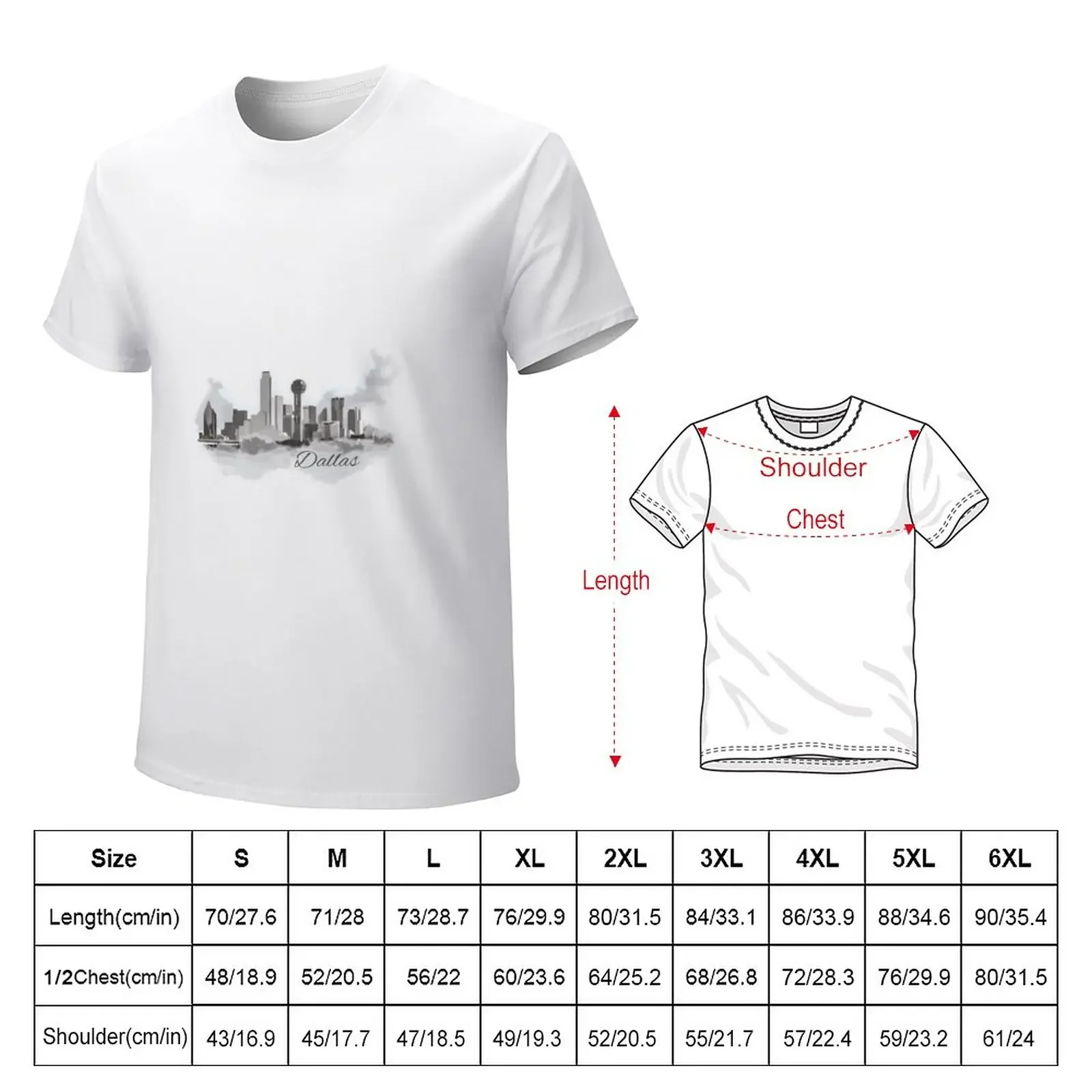 Dallas Skyline (with text) T-Shirt plain for a boy tshirts for men boys animal print summer clothes anime mens plain t shirts