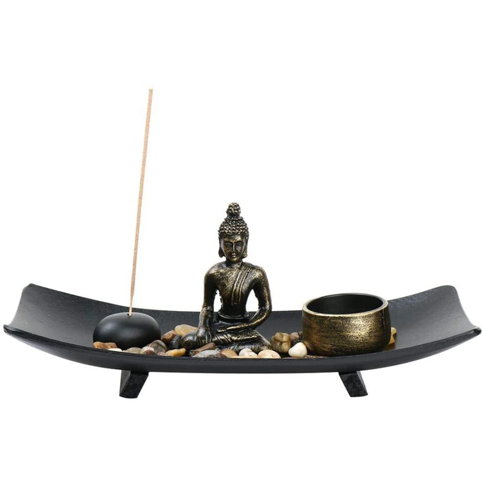 Buddha Resin Incense Stick Burner Holder, Tea Light Candle Holder, Buddha Statue Sand Table for Home DeCor