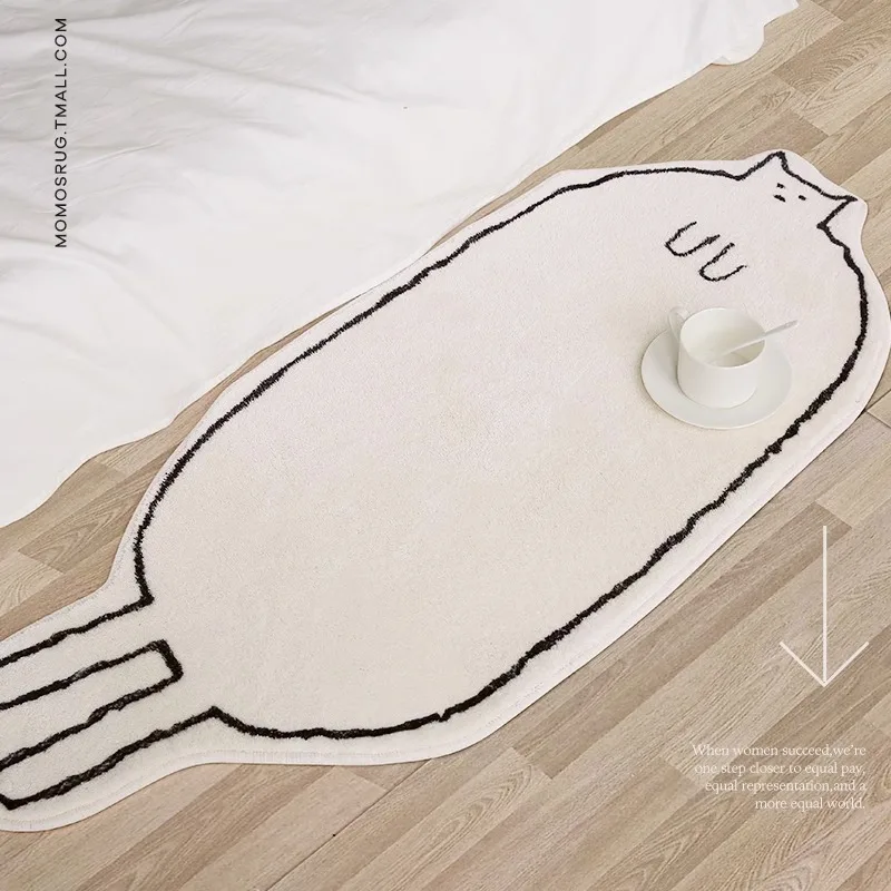 VIKAMA Cartoon Rabbit Long Rug Insulated and Warm Home Room Bedside Rug Living Room Coffee Table Mat Bay Window Rug Home Decor