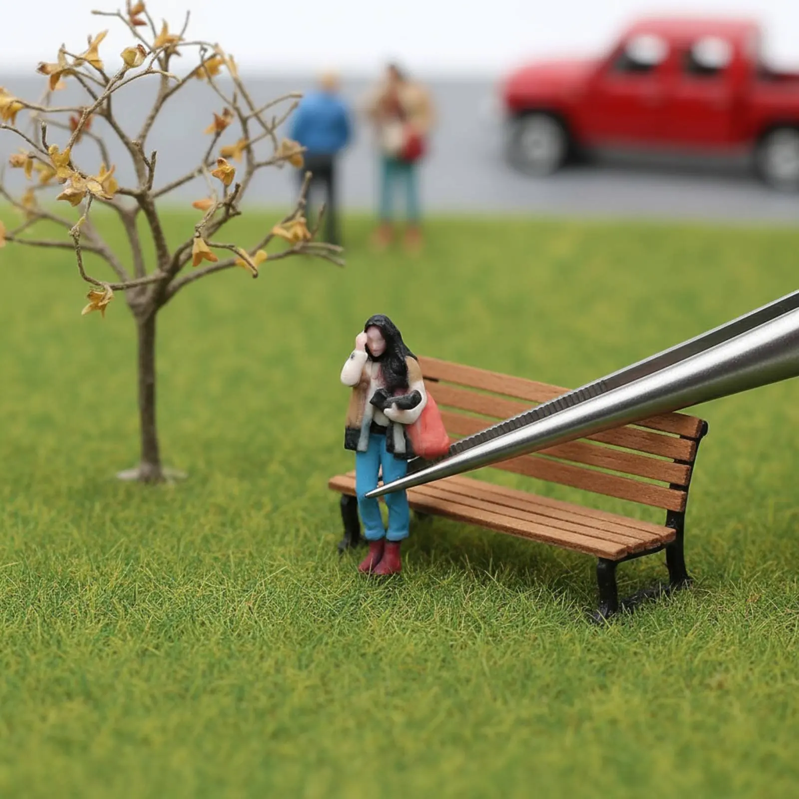 

1:64 Scale Female Photographer Figure Pre-Painted Miniature Female with Camera for Sandbox Models