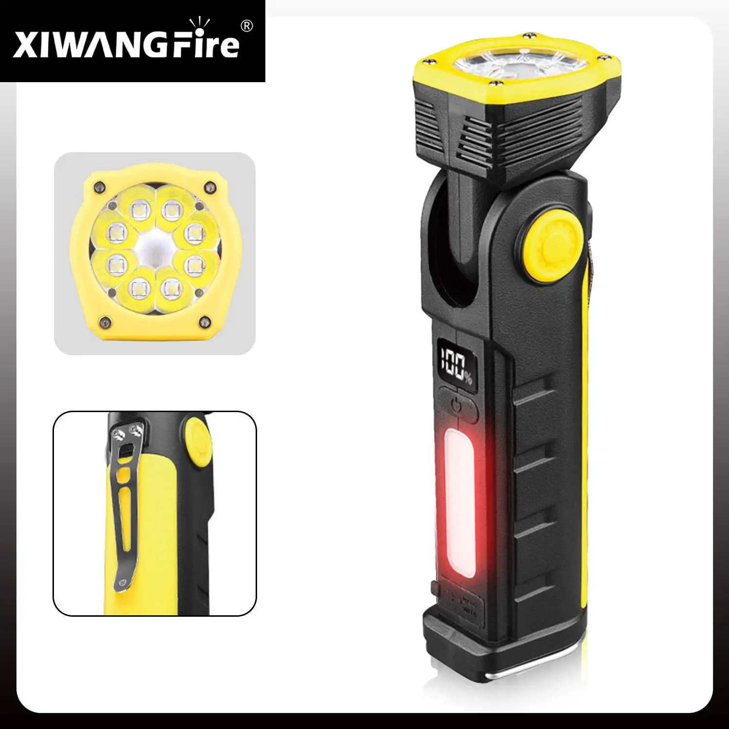 

Portable Rechargeable LED COB Flashlight With Clip/Magnetic/Hook 7 Modes Emergency Lamp Waterproof Outdoors Camping Floodlight
