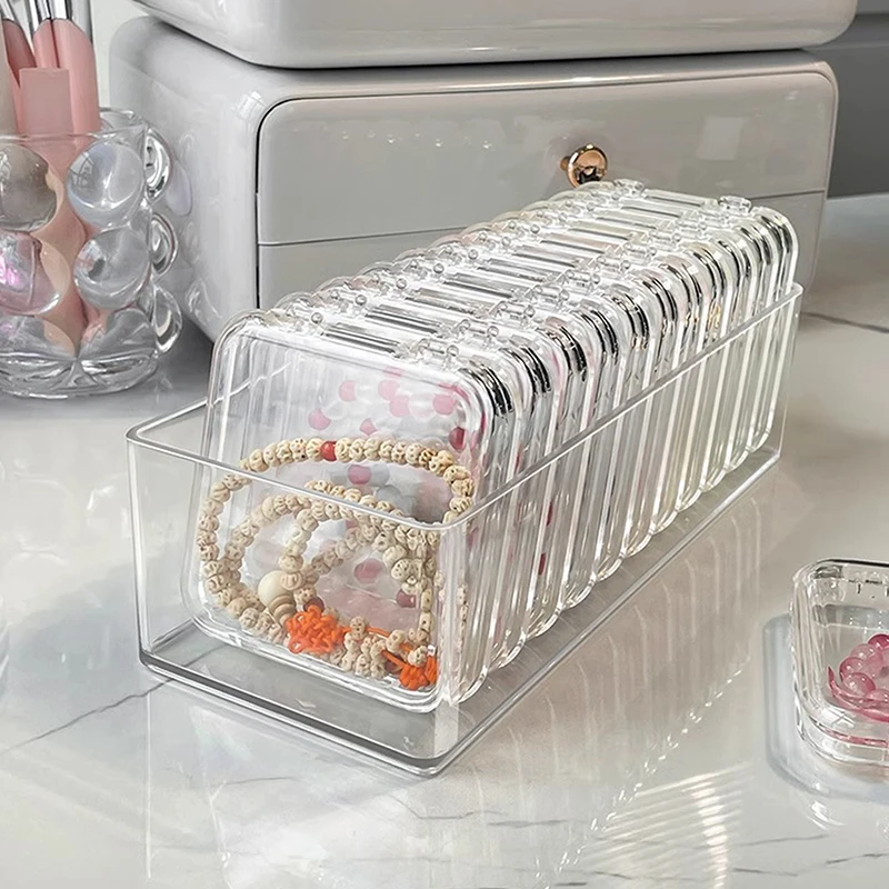 Transparent Square Rectangle Plastic Case For Necklace Earring Ring Jewelry Packaging Portable Grocery Storage Organizer