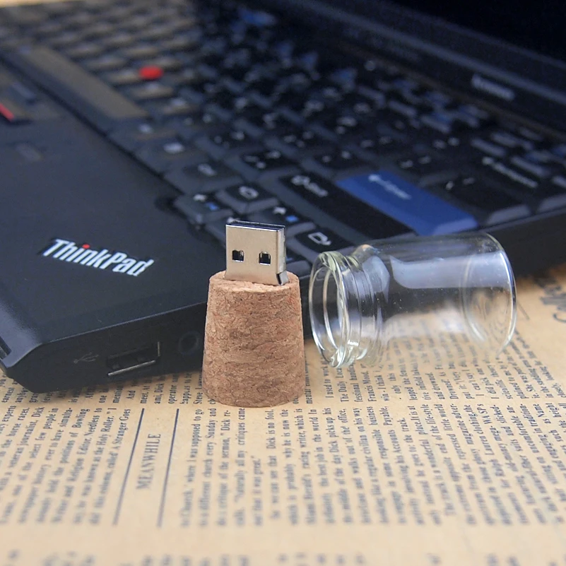 5ชิ้น USB 2.0ขวดหน่วยความจำแก้วดริฟท์ USB แฟลชไดรฟ์ปากกาไม้4GB 16GB 32GB 64GB โลโก้ฟรี