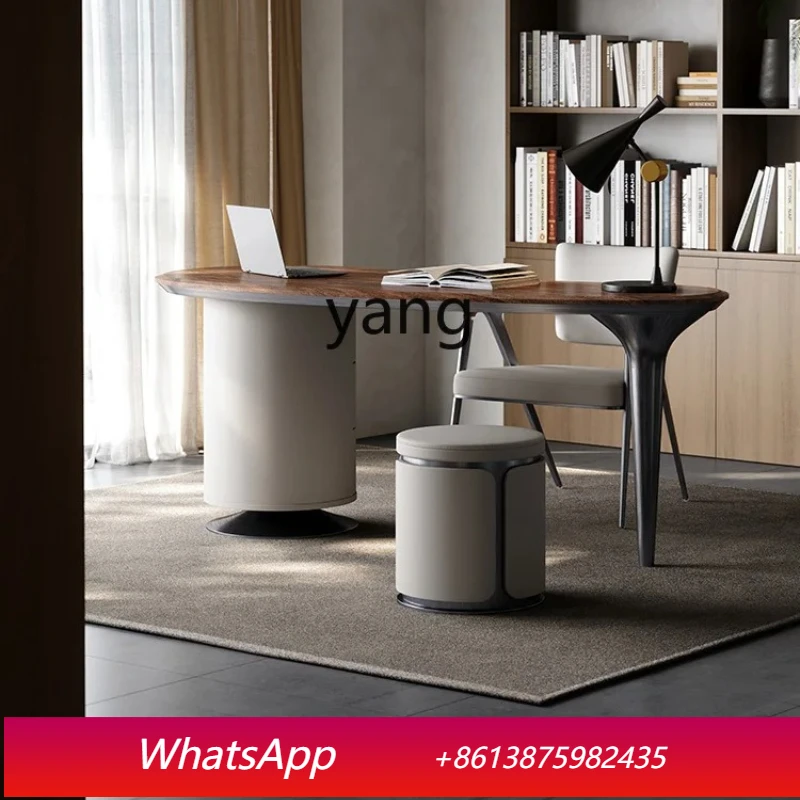 LMM light luxury study whole house matching curved desk walnut solid wood calligraphy table