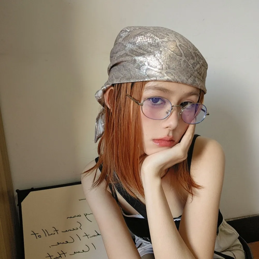 Mode Y2K Snake Print Haar Schal Hip Hop Weiche Serpentin Haarband Quadrat Turban Schlange Punk Bandana Mädchen