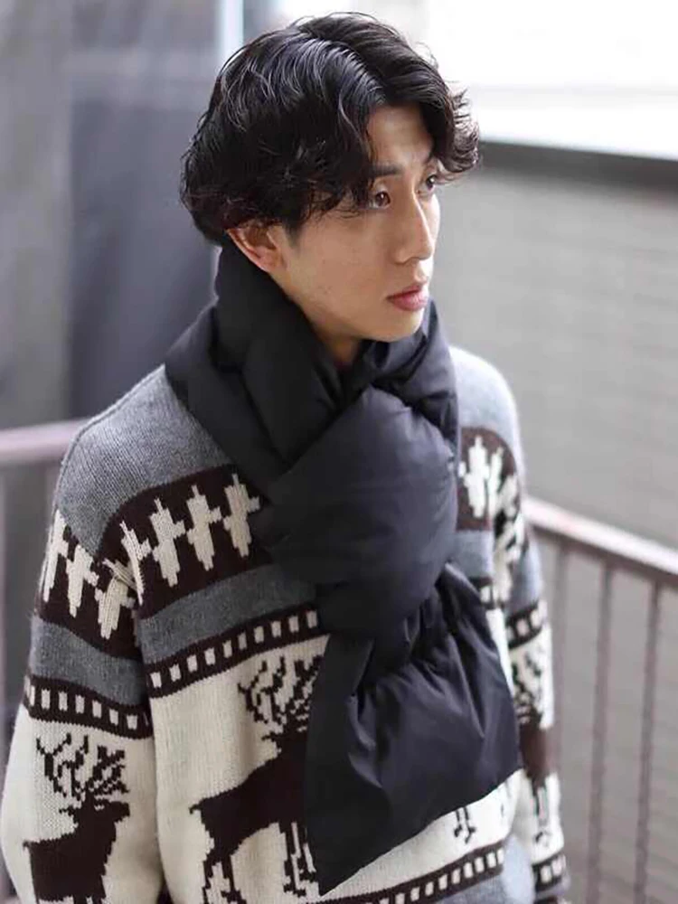 JAPAN 21AW Japanese Color Blocked Autumn and Winter Windproof and Cold Proof Warm Men's and Women's Casual Down Scarf