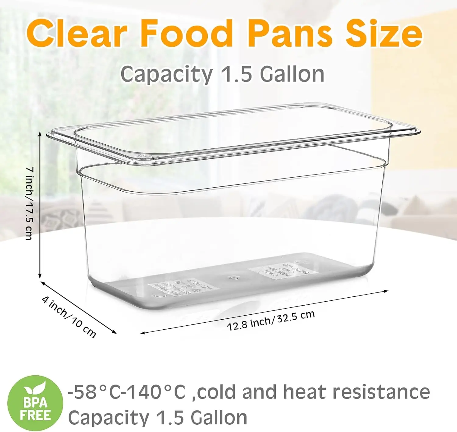 12 Pack Plastic Food Pan 1/3 Size Commercial Food  Containers Pans Clear Stackable Restaurant Hotel Pans for Kitchen Fruits Vege