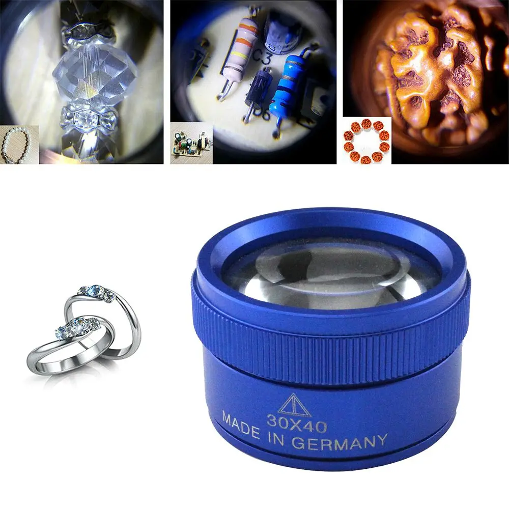 For Coins Stamps Jewelry Lupe Premium 30x 40mm Microscope HD Magnifier Measuring Magnifier Glass Lens Loop