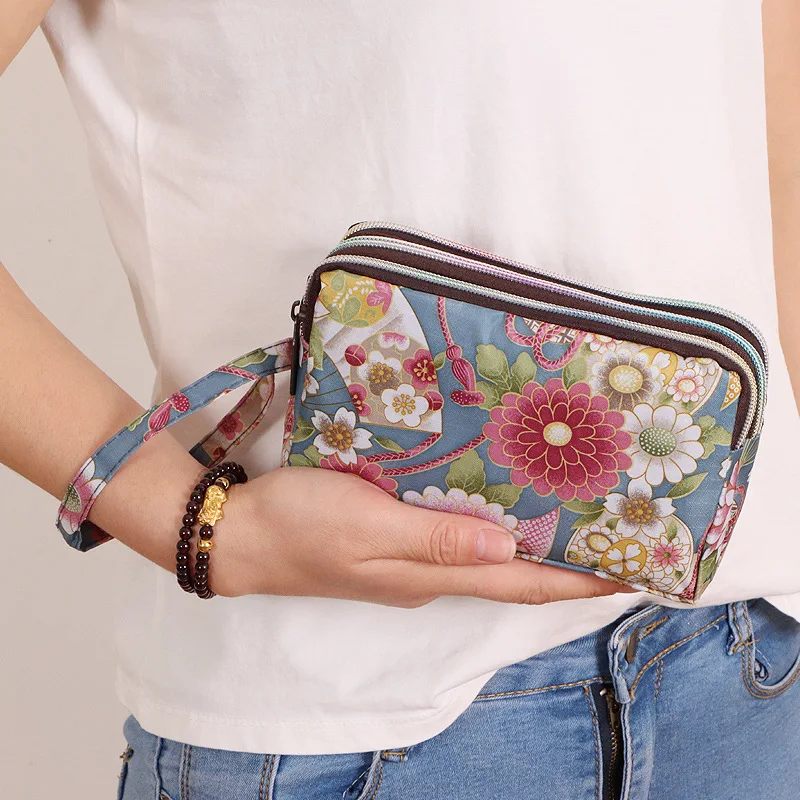 3 Reiß verschluss Frauen wasserdichte Geldbörse Zell beutel Handtasche Brieftasche Armband Tasche Frauen Stoff Geldbörse Tasche mobile Brieftasche Clutch Tasche