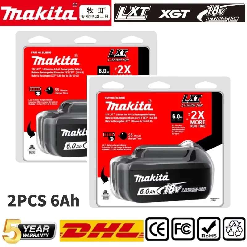 

Оригинальный аккумулятор для электроинструментов Makita 18 В, 6 Ач, для литиевой батареи большой емкости Makita 18 В BL1830B BL1840B BL1850B BL1860B