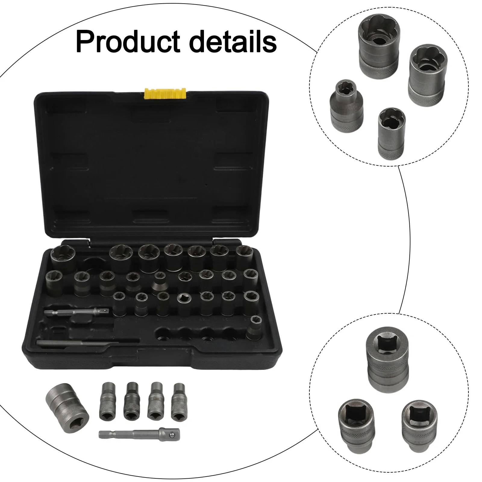 

For Garage Use 17mm Bolt Extractor Kit Metal Bolt Extractor Socket Set Adapter Set Nut Remover Tool 28 Pcs Set
