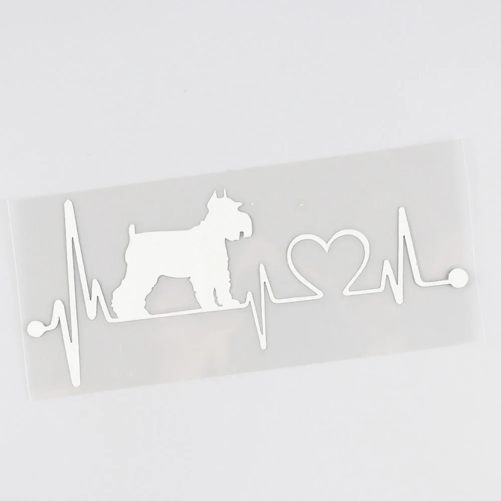 QYPF Schnauzer Heartbeat Dog Car Stickers Waterproof Vinyl Decal Car Styling Bumper Decoration Black/Silver S1-0730