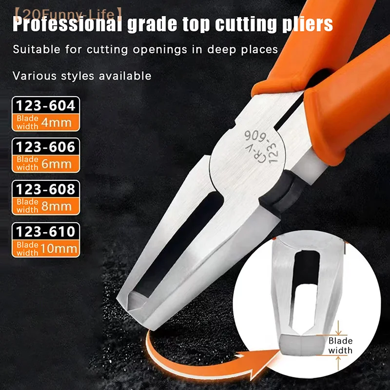 Plastic Cutting Pliers 90 Degree Double-Edged 4/6/8mm Flush Jaw CR-V Tip Cutter Cutting Electrician Hand Tools For Sprue Burrs