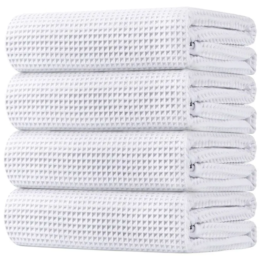 

Набор вафельных банных полотенец, 4 штуки, премиум-класса, из микрофибры, ультрамягкие, легкие, с высокой впитываемостью и быстрым высыханием.