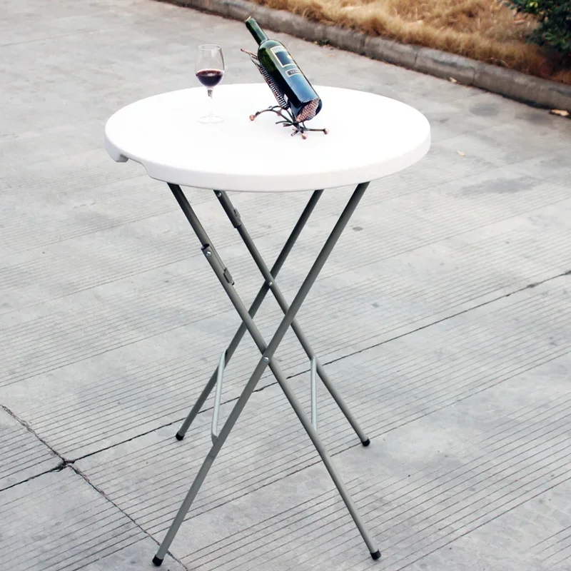 Folding Small Round Table Outdoor 110cm High  Round Bar  80 Diameter Hollow Blow-molded Plastic Round   Muebles