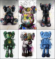 Funny Graffiti Cartoon Panda Toy Bear Paint By Numbers DIY Oil Painting By Numbers On Canvas 60x75cm Number Painting Decor