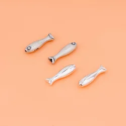 S925 Sterling Silver Vintage Small fish beads Handmade DIY beaded material bracelet necklace Jewelry accessories women