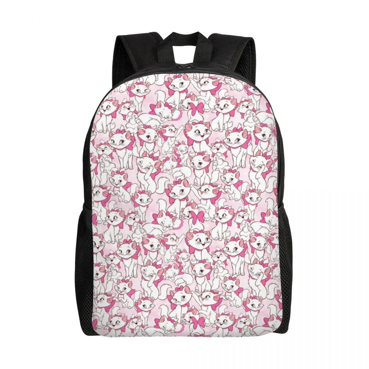 Custom Marie With Her Pink Bow Laptop Backpack Men Women Casual Bookbag for School College Student Girly Cat Film Bags