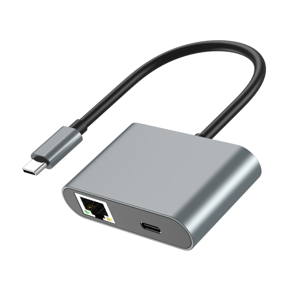 Adaptor USB C ke Ethernet, USB C ke RJ45 Adapter tipe-c ke RJ45 1000Mbps Gigabit LAN jaringan Adapter dengan 60w PD tipe-c port pengisian daya