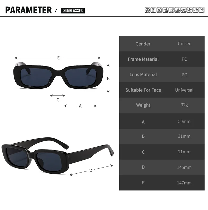 Trendige Mode-Sonnenbrille mit Kleinem Rechteckigem Rahmen für Damen, Luxusmarken-Designer Retro Quadratische Sonnenbrille für Frauen – Detail 3