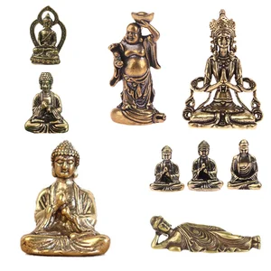 1 Buah Patung Buddha Mini Patung Buddha Tembaga Patung Fengshui Dekorasi Rumah Miniatur Duduk Meja Kantor Rumah Ornamen Mobil 10 buddha tertawa penjualan terbaik - №