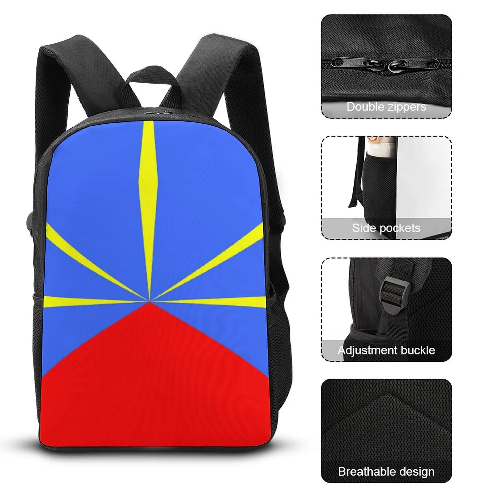 Reunion Island-974 Magnet 3 in 1 Set 17 Inch Backpack Lunch Bag Pen Bag  Durable Pencil Case Snug Sports Activities Hot Sale