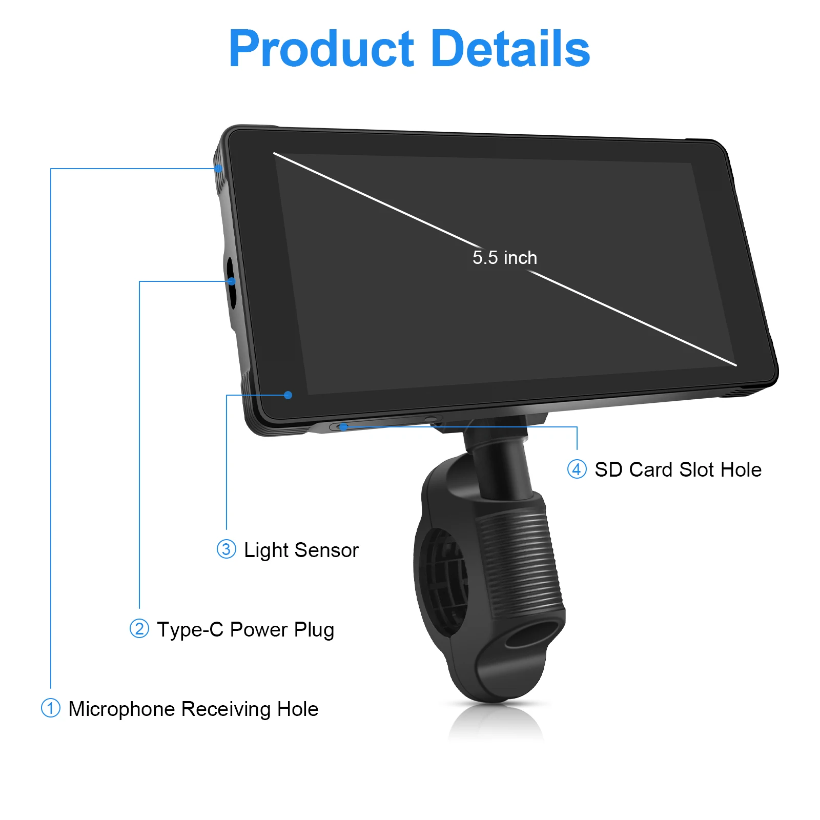شاشة عرض ملاحة محمولة للدراجات النارية مقاس 5.5 بوصة، شاشة CarPlay لاسلكية للدراجات النارية GPS Para Moto Android Auto Monitor مقاومة للماء #6