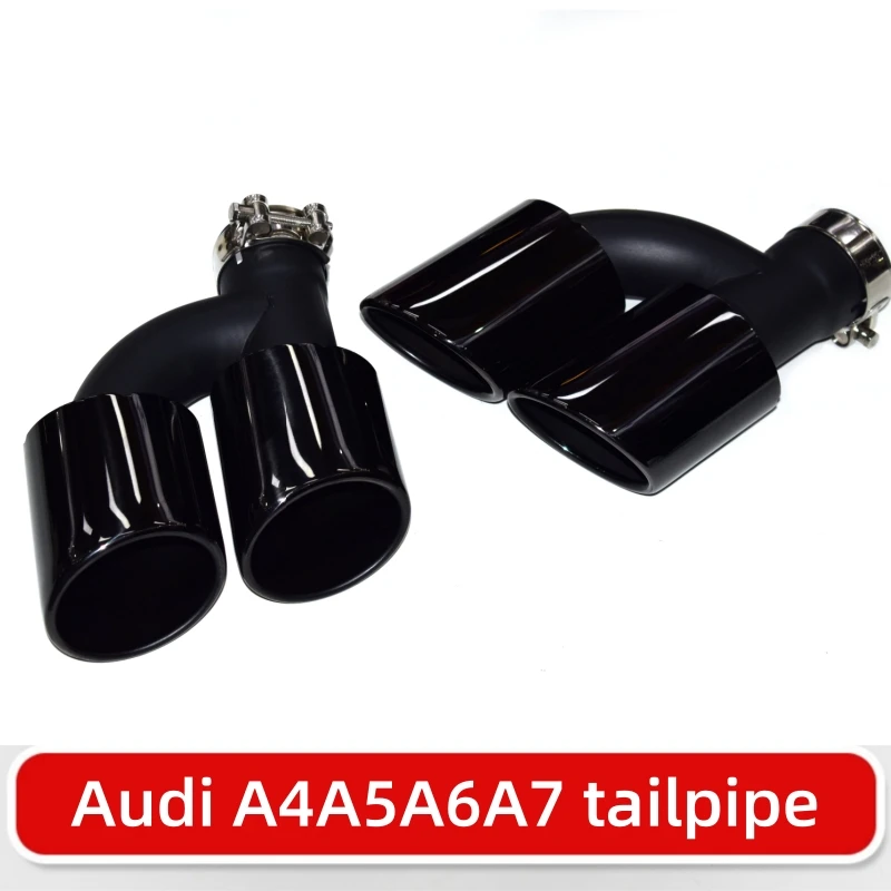 For Audi A4 A5 A6 A7 Exhaust Pipe Upgrade S4 S5 S6 S7 Stainless Steel Black Quad Muffler Tip Nozzle Exhaust Head