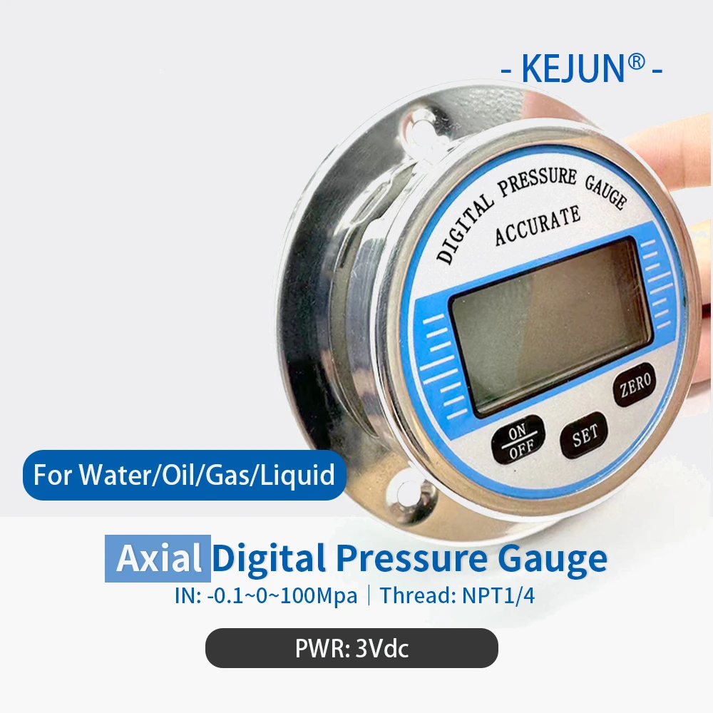 100mm Digital Pressure Manometer Gauge LCD Display mpa bar psi kgf/cm2 Air Oil Liquid Pressure Gauge Axial NPT1/4  Back Mounting